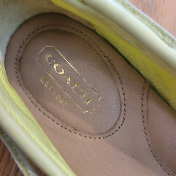 Coach Rainey Size 7 boat shoes in neon yellow, used with light wear - Picture 7 of 9